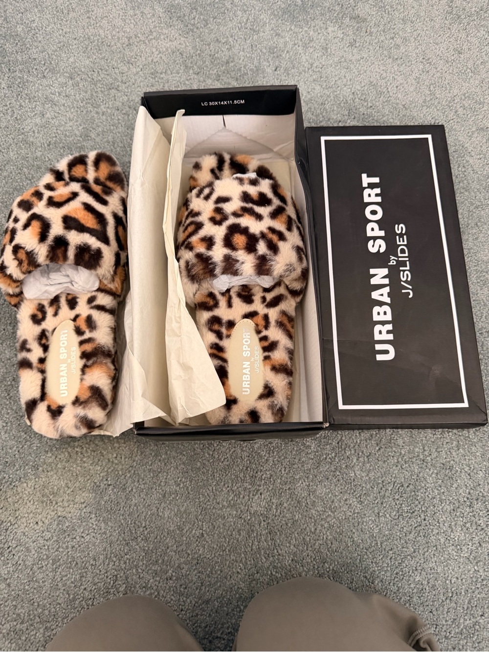 Urban Sport Leopard Faux-Fur Slide Slippers - Brown Leopard